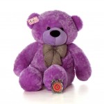 4 Feet Purple Big Teddy Bear with a Bow